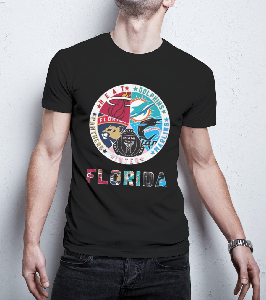 Florida Heat Dolphins Marlins Inter Panthers Sports T-Shirt