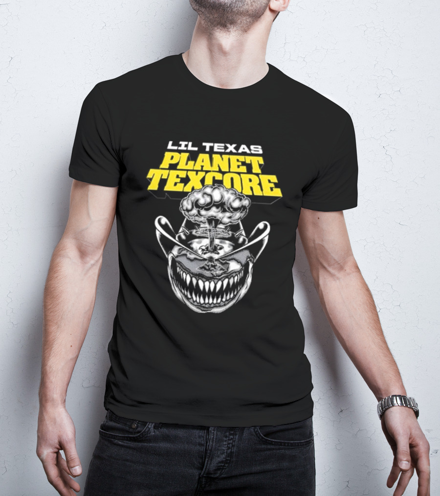 LIL TEXAS PLANET TEXCORE Smiling Skull With Mushroom Cloud And Cowboy Hat T-Shirt