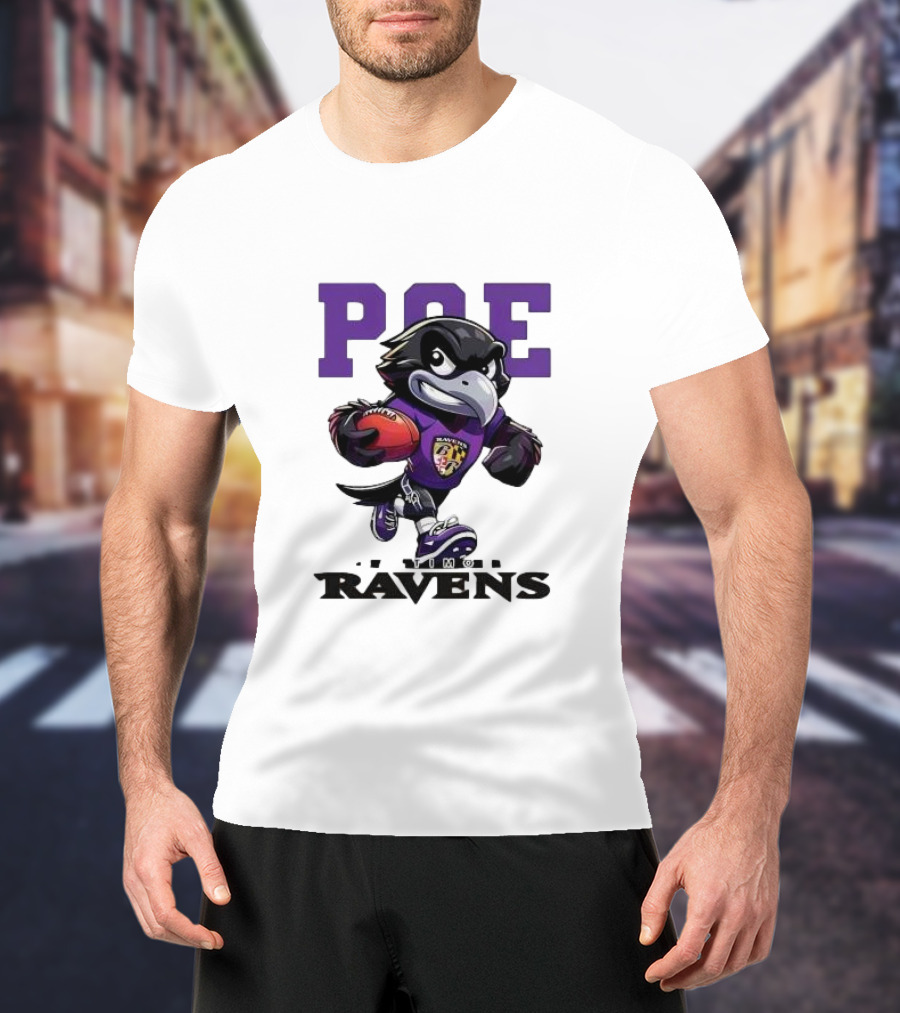 Poe Baltimore Ravens Mascot Football Character T-Shirt