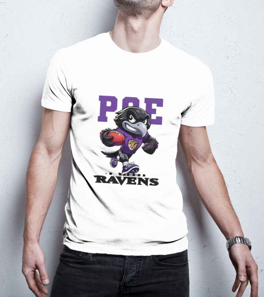 Poe Baltimore Ravens Mascot Football Character T-Shirt