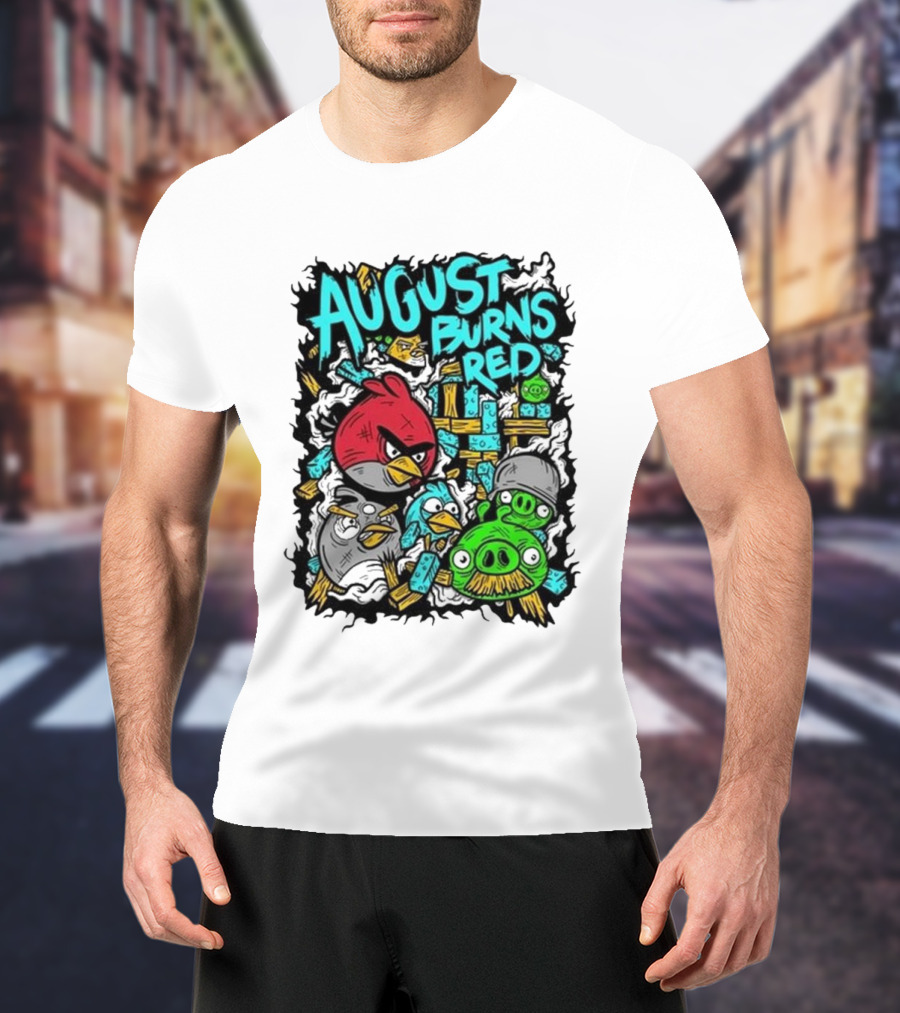 August Burns Red Angry Birds Throwback Collage With Pigs And Birds T-Shirt