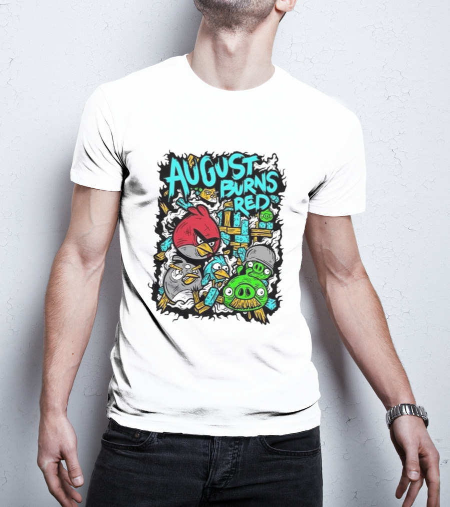 August Burns Red Angry Birds Throwback Collage With Pigs And Birds T-Shirt