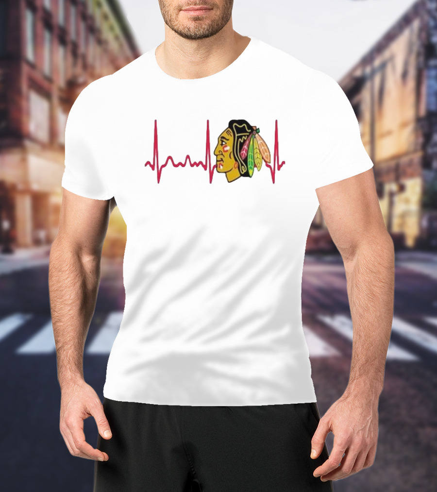 Chicago Blackhawks Heartbeat Hockey T-Shirt