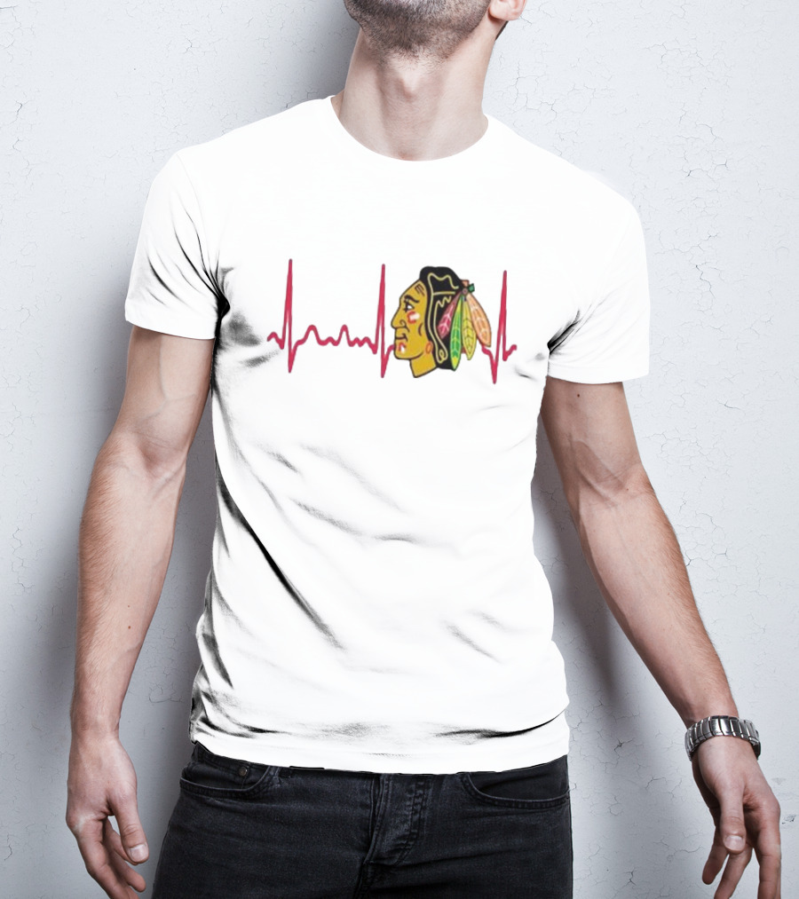 Chicago Blackhawks Heartbeat Hockey T-Shirt