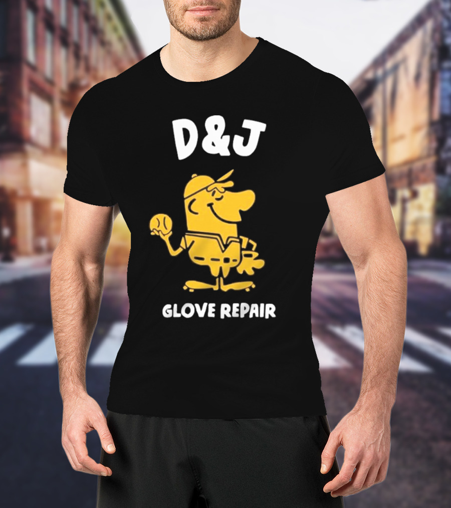D&J Glove Repair Jimmy Lonetti Baseball Character T-Shirt
