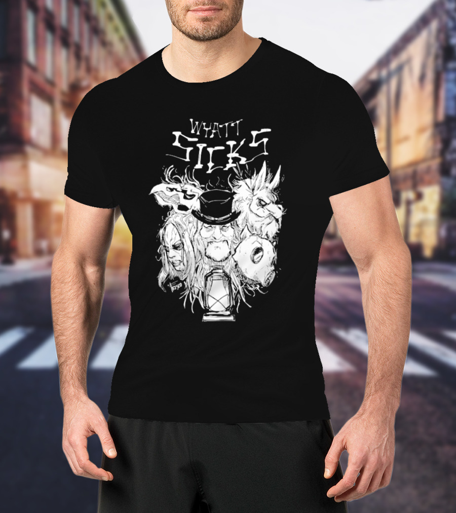 Wyatt Sicks Lantern And Masked Figures T-Shirt
