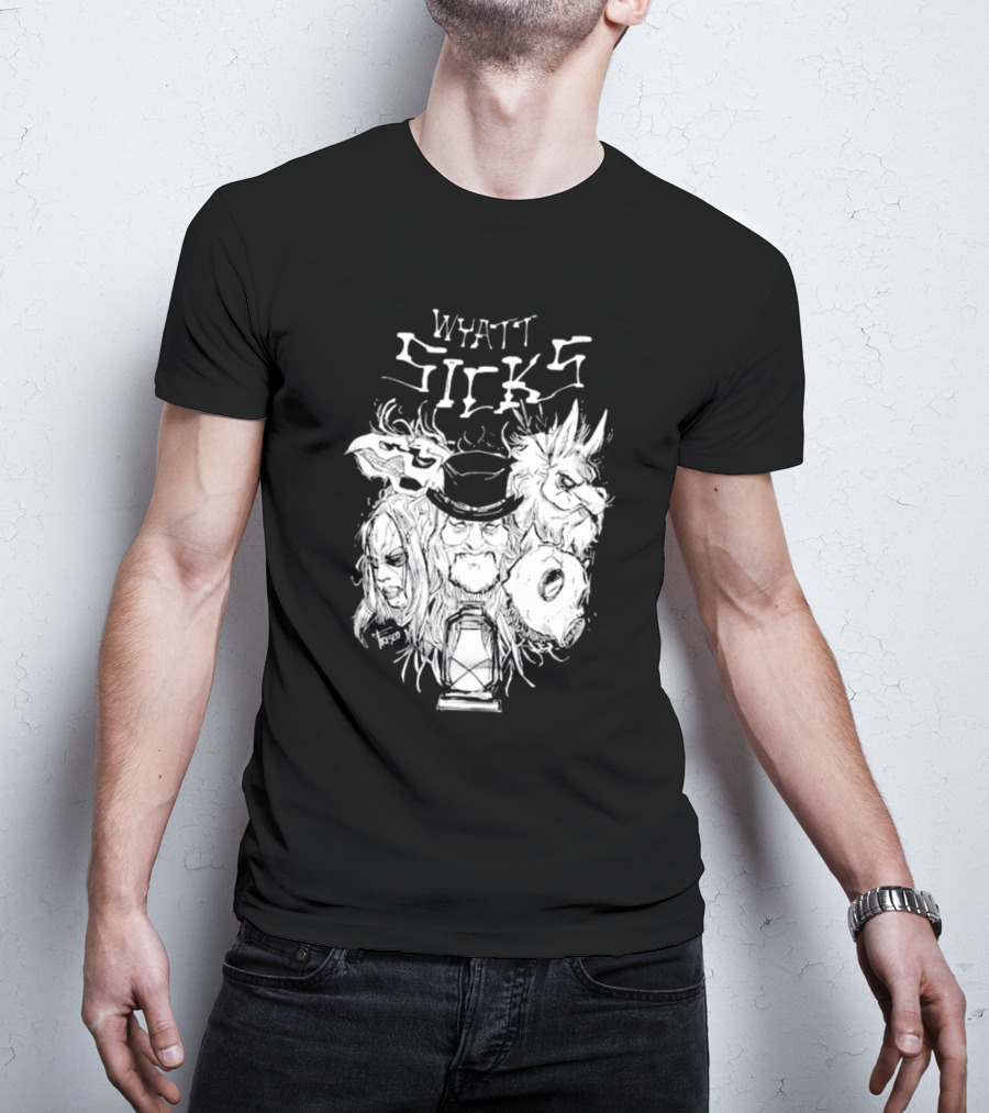 Wyatt Sicks Lantern And Masked Figures T-Shirt