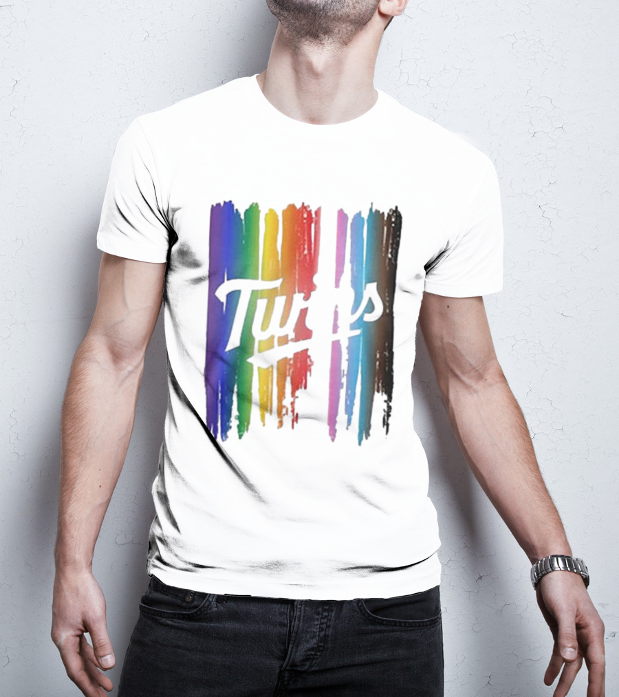 Twins Pride Day Rainbow Brush Strokes T-Shirt
