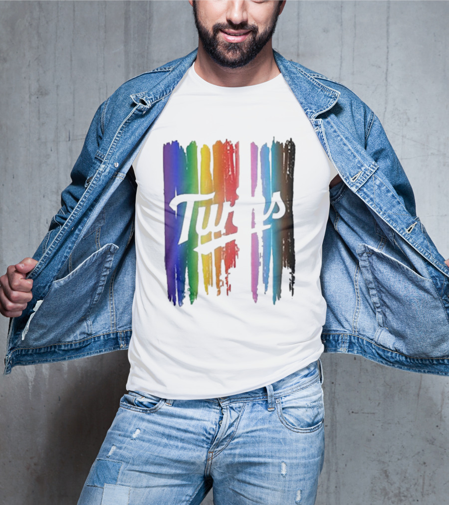 Twins Pride Day Rainbow Brush Strokes T-Shirt