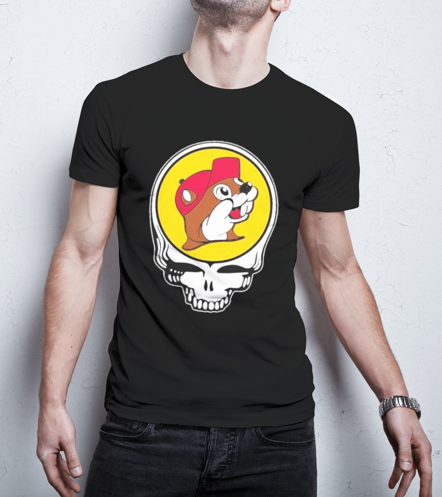 Buc-ee's Beaver In Grateful Dead Skull T-Shirt