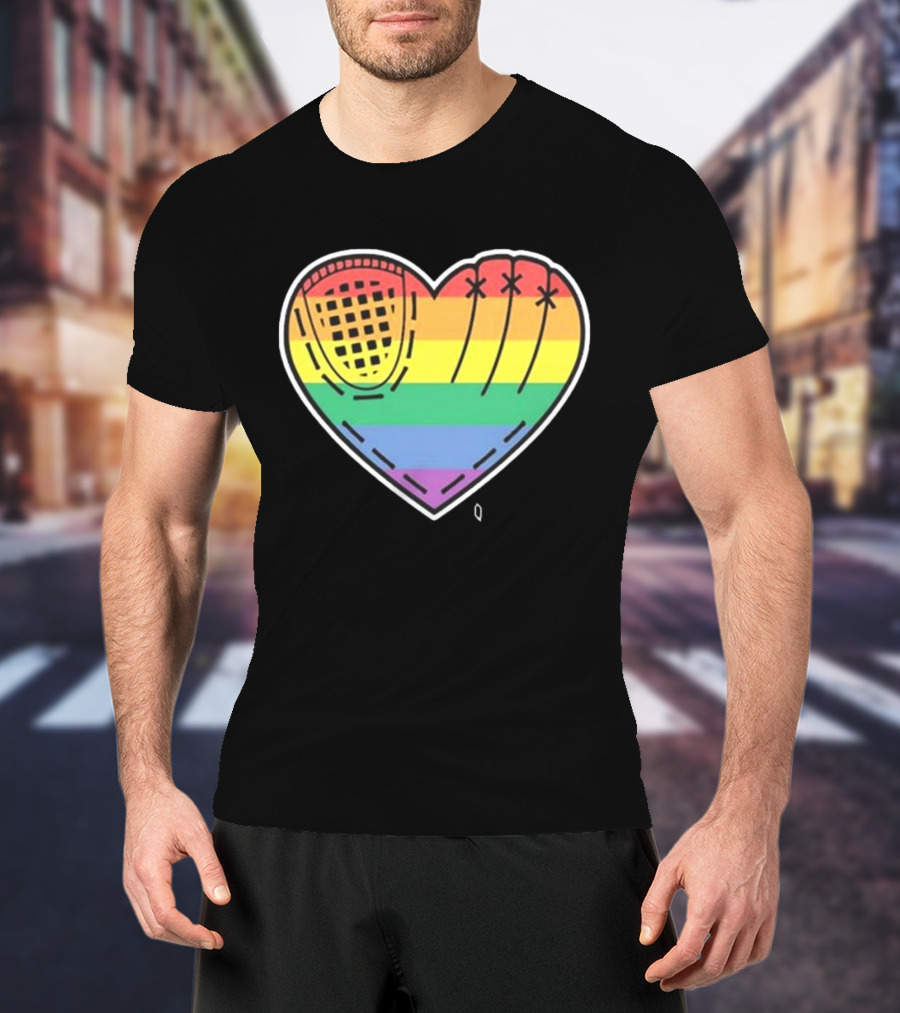 Pride Rainbow Baseball Glove Heart T-Shirt