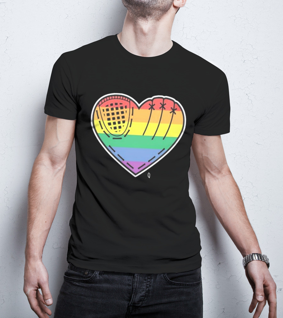 Pride Rainbow Baseball Glove Heart T-Shirt