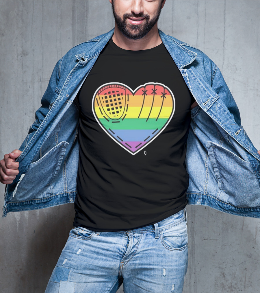 Pride Rainbow Baseball Glove Heart T-Shirt