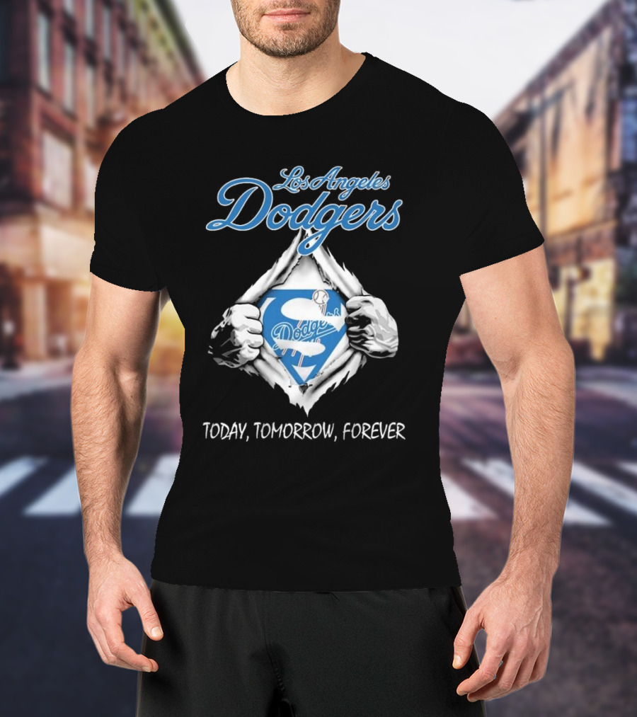 Los Angeles Dodgers Superhero Baseball Logo Today Tomorrow Forever T-Shirt