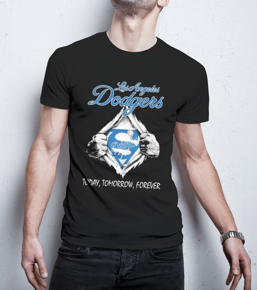Los Angeles Dodgers Superhero Baseball Logo Today Tomorrow Forever T-Shirt