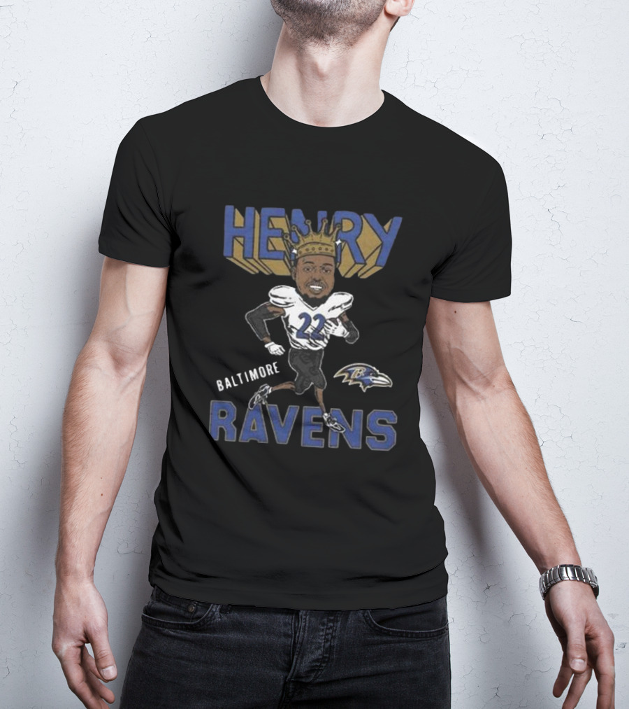 Baltimore Ravens Henry 22 Football Character With Crown T-Shirt