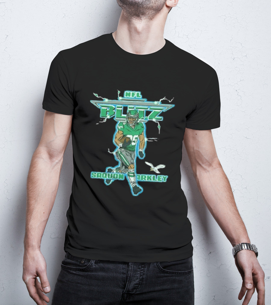 NFL Blitz Eagles Saquon Barkley 26 With Lightning And Wings T-Shirt