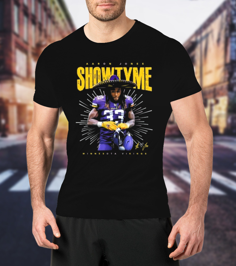 Aaron Jones Showtyme Minnesota Vikings NFL Football Signature 33 T-Shirt