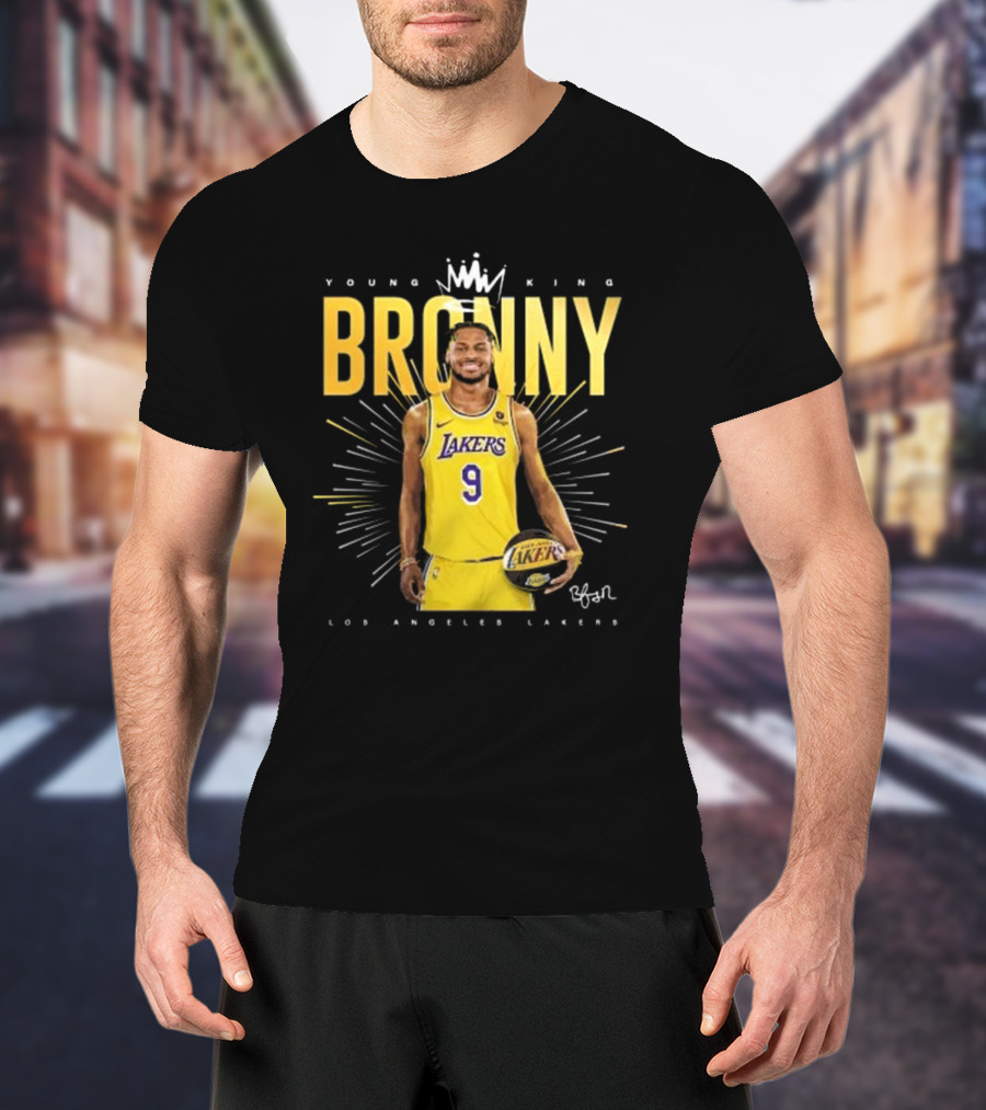 Young King Bronny James Los Angeles Lakers 9 Signature T-Shirt