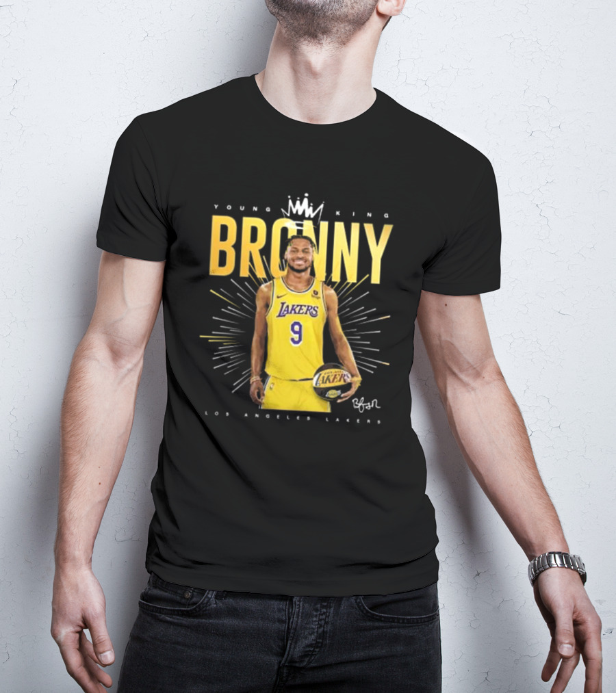 Young King Bronny James Los Angeles Lakers 9 Signature T-Shirt
