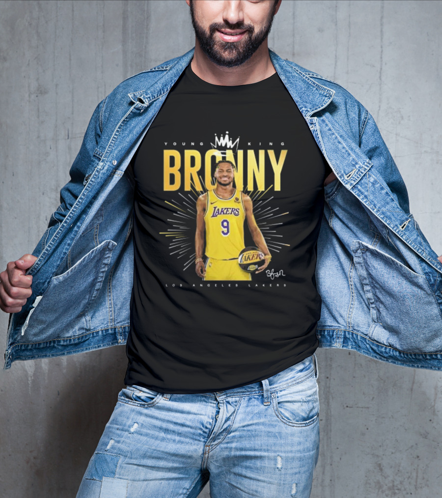 Young King Bronny James Los Angeles Lakers 9 Signature T-Shirt