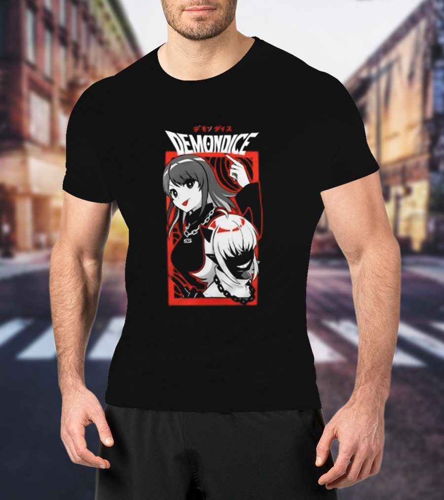 Gamer Supps Demondice Anime Style Characters In Bold Red And Black T-Shirt
