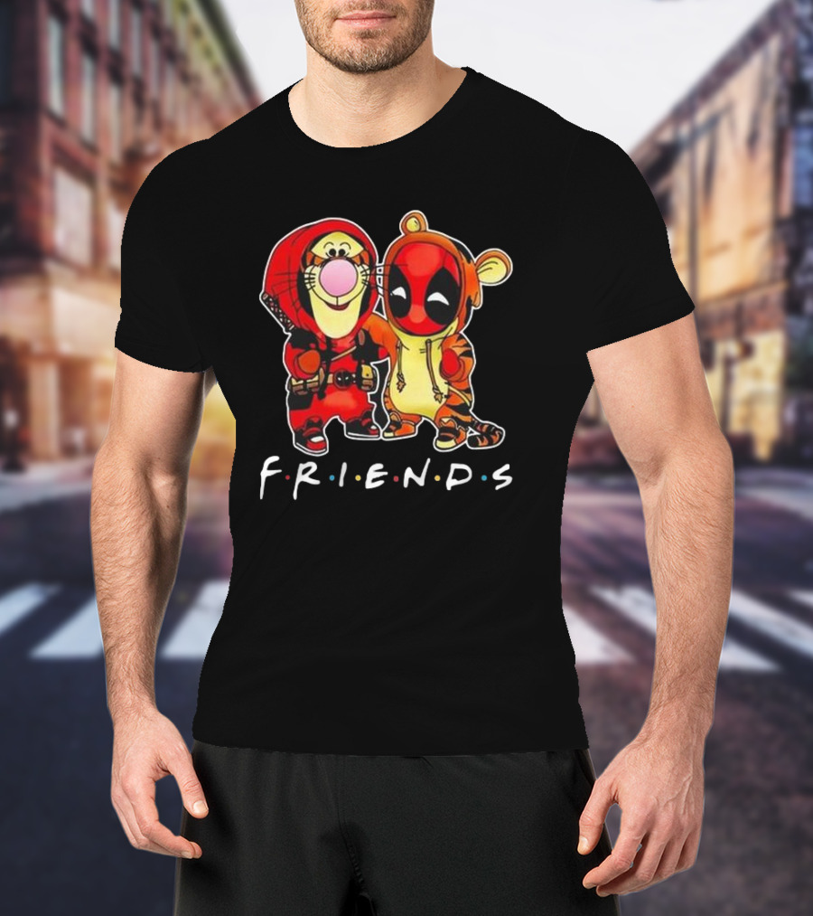 Friends Disney Winnie The Pooh Tigger And Deadpool T-Shirt
