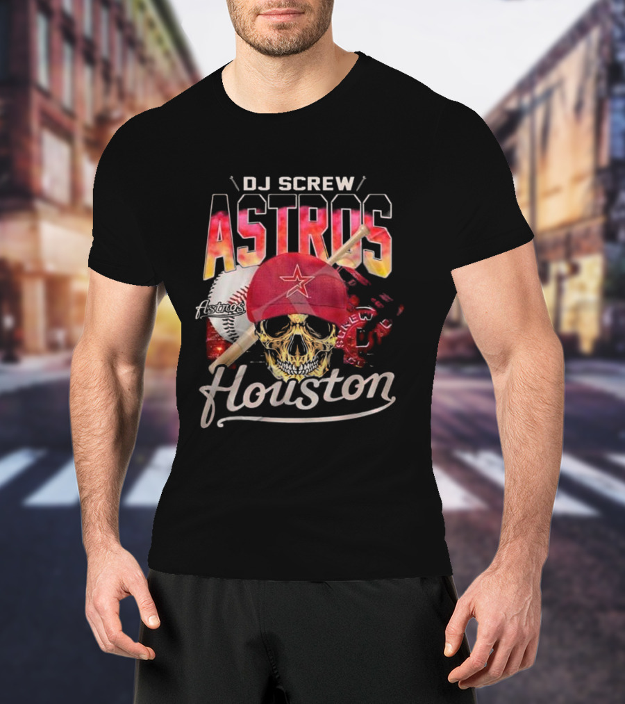 DJ Screw Astros Skull Baseball Houston T-Shirt