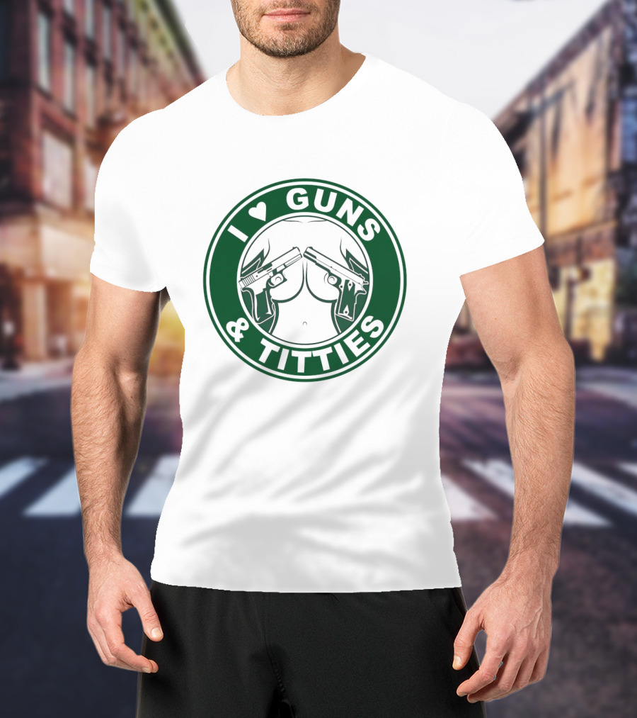 I Love Guns And Titties Pistols Logo Circle T-Shirt