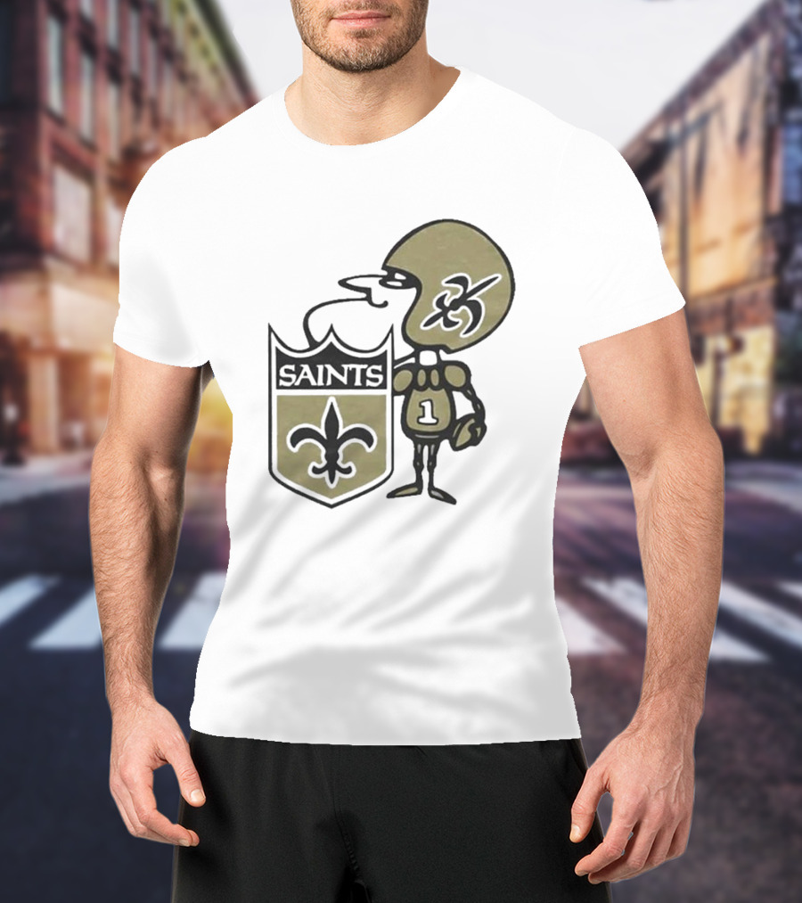 New Orleans Saints Alt Logo 1967 Cartoon Character Football Crest T-Shirt
