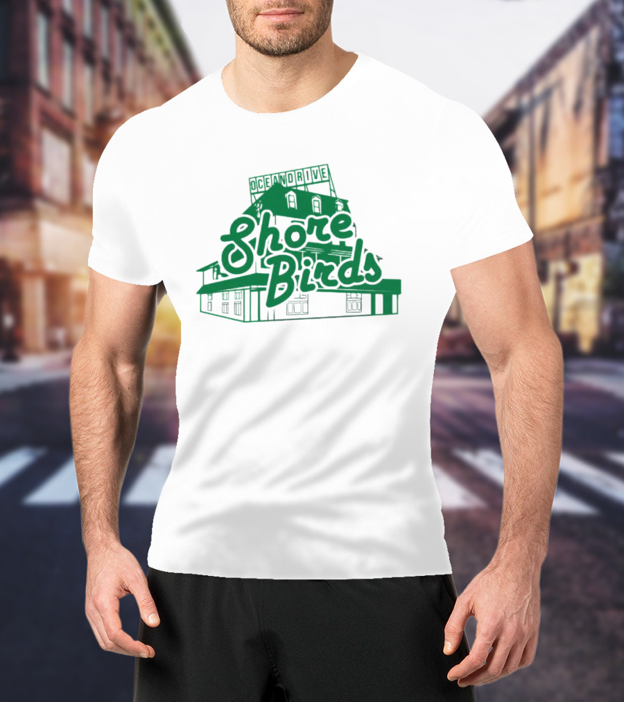 Ocean Drive Shore Birds Retro Sign Building T-Shirt
