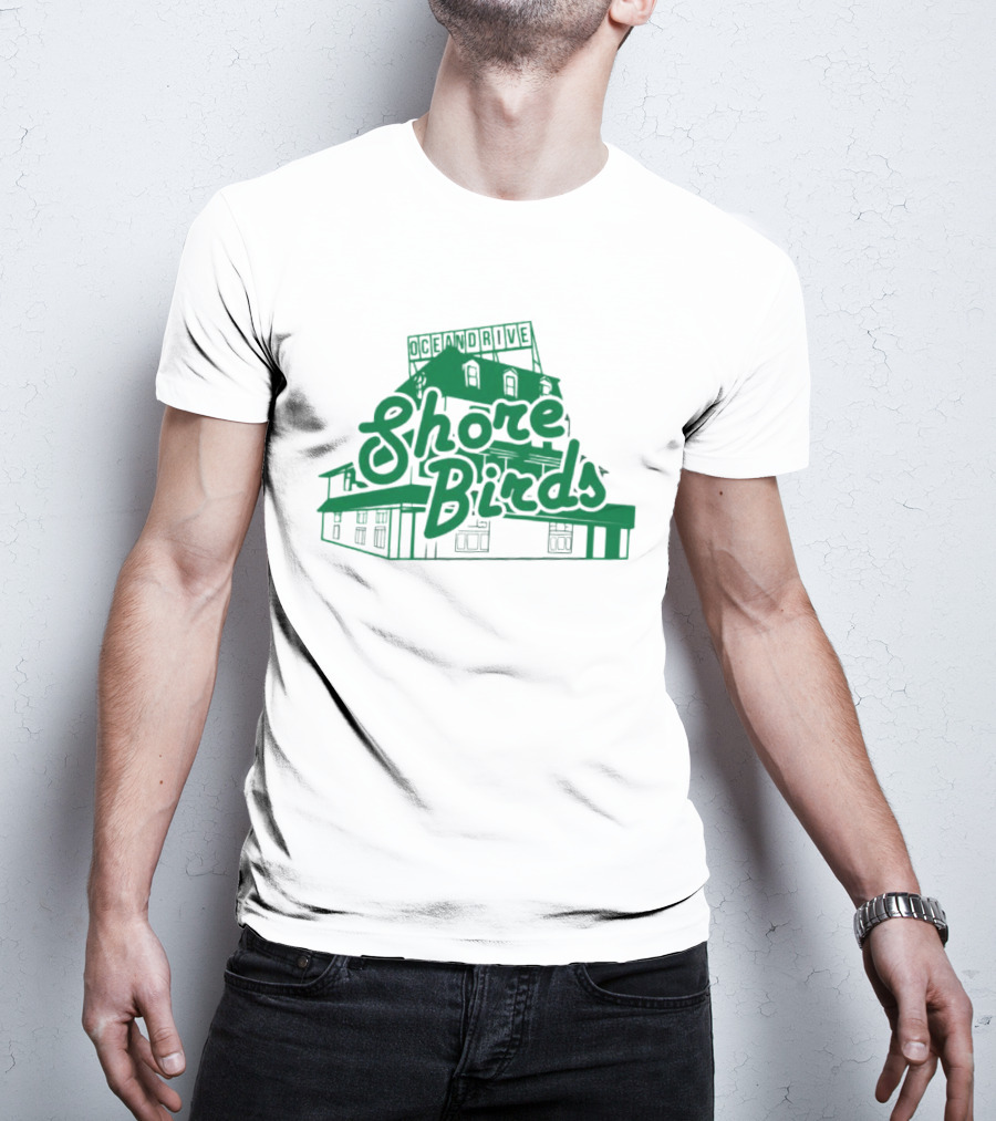 Ocean Drive Shore Birds Retro Sign Building T-Shirt