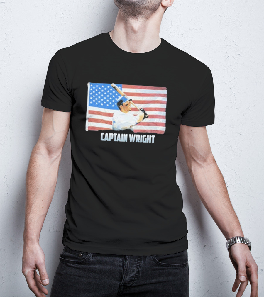 Mets David Wright Captain Wright American Flag Baseball T-Shirt