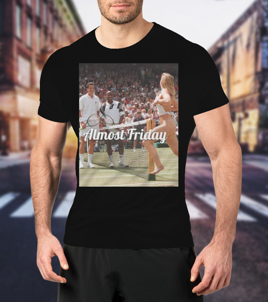 Almost Friday Tennis Court Streaker Wimbledon Scene T-Shirt