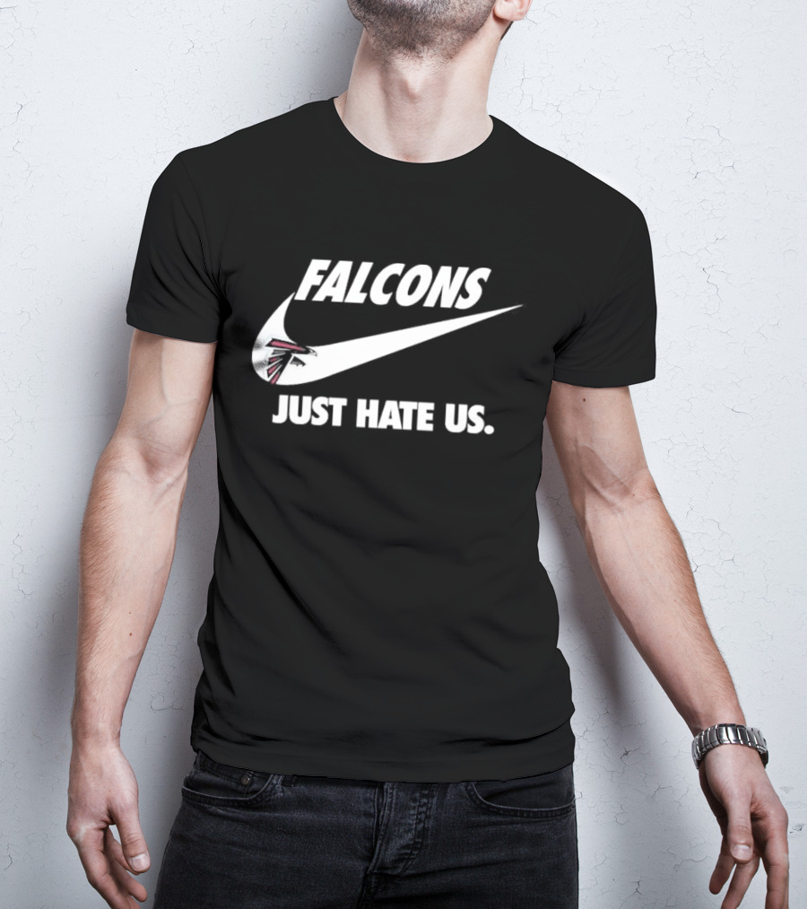 Atlanta Falcons Just Hate Us Logo Swoosh T-Shirt