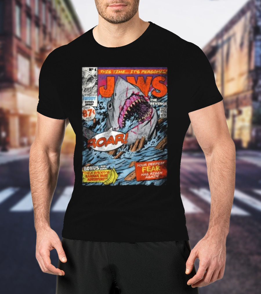 Fright-Rags Jaws The Revenge Comic Cover Shark Roar Adventure T-Shirt