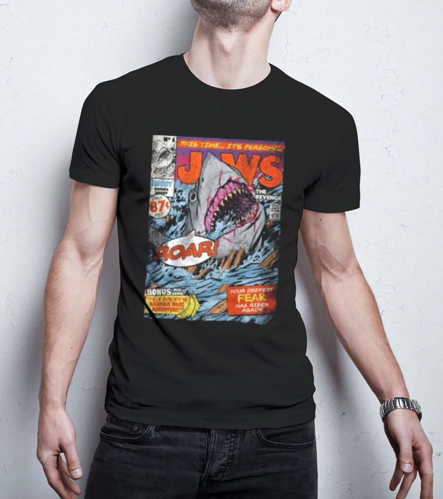 Fright-Rags Jaws The Revenge Comic Cover Shark Roar Adventure T-Shirt