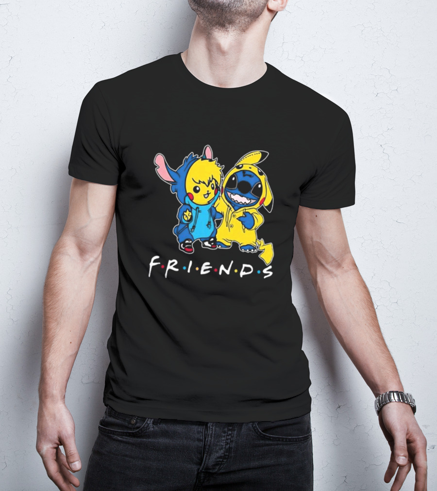 Friends Stitch And Pokemon Pikachu Friends For Life Disney T-Shirt