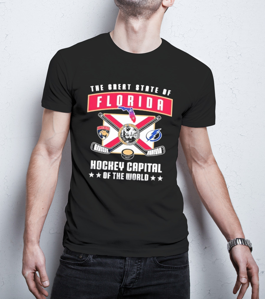 The Great State Of Florida Hockey Capital Of The World Tampa Bay Lightning Florida Panthers T-Shirt
