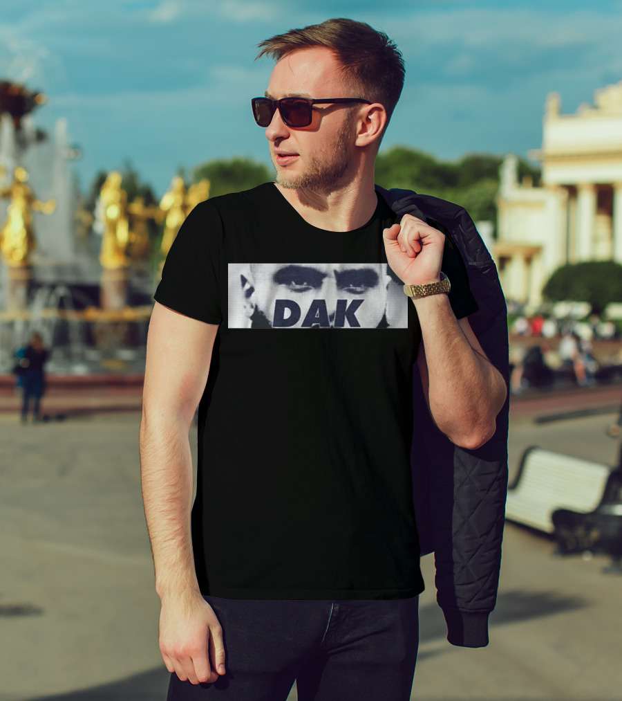 Dak Prescott QB Eyes Black And White Image T-Shirt