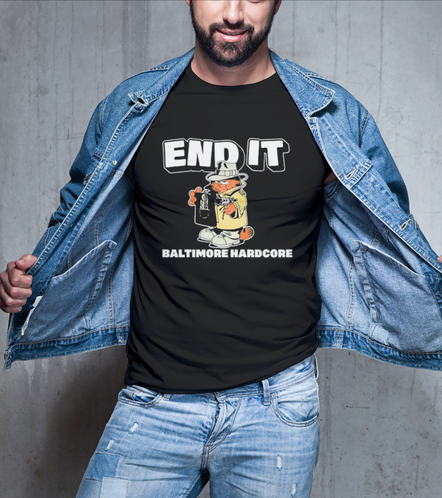 End It Baltimore Hardcore Garfield Trench Coat Detective T-Shirt