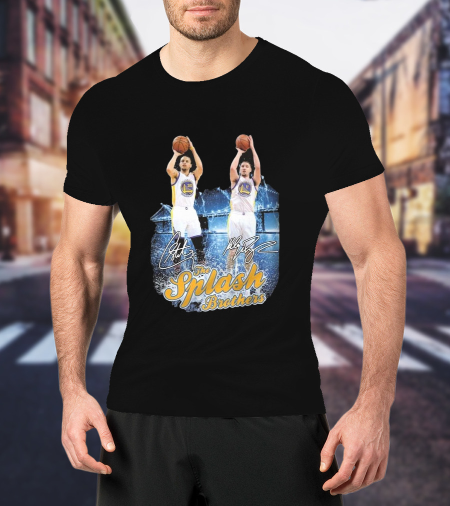 Golden State Warriors Stephen Curry Klay Thompson Splash Brothers Signatures T-Shirt
