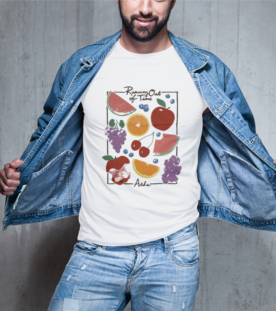 Running Out Of Time Ashe Fruit Collage Watermelon Orange Apple Grapes T-Shirt