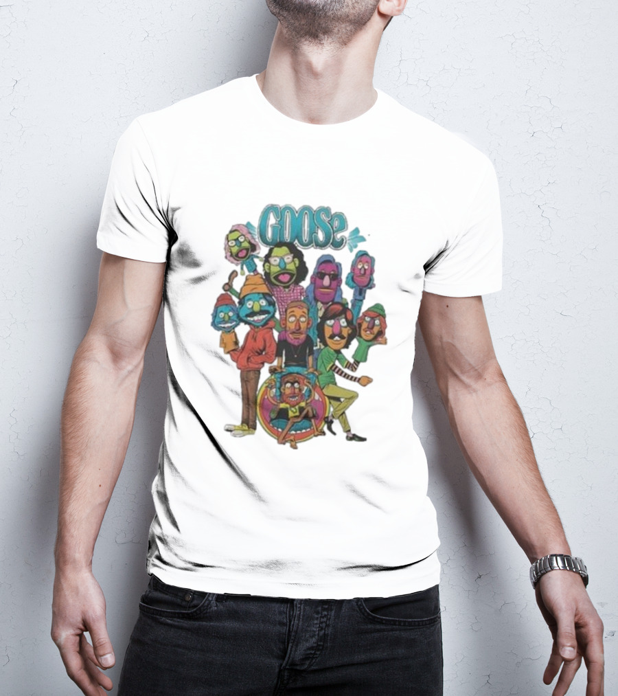 GOOSE Puppets Vibrant Cartoon Characters Ensemble T-Shirt