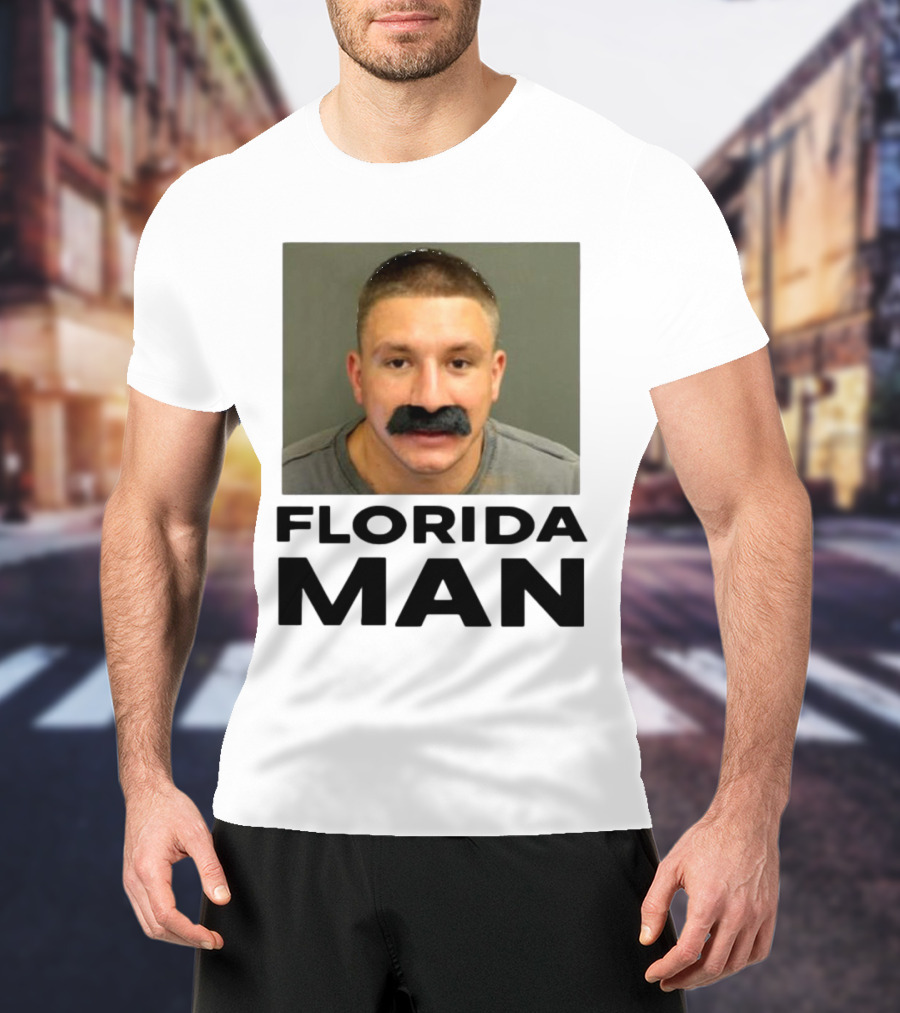 Stevewilldoit Florida Man Image Black Mustache Face T-Shirt