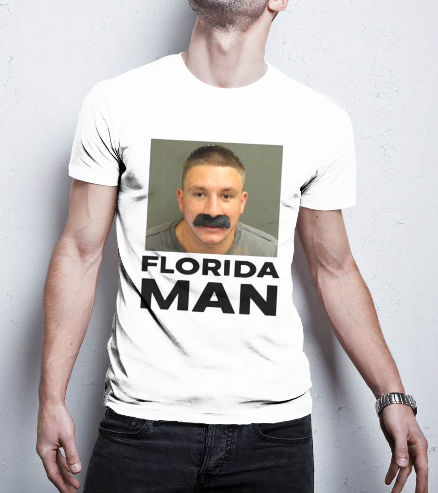 Stevewilldoit Florida Man Image Black Mustache Face T-Shirt