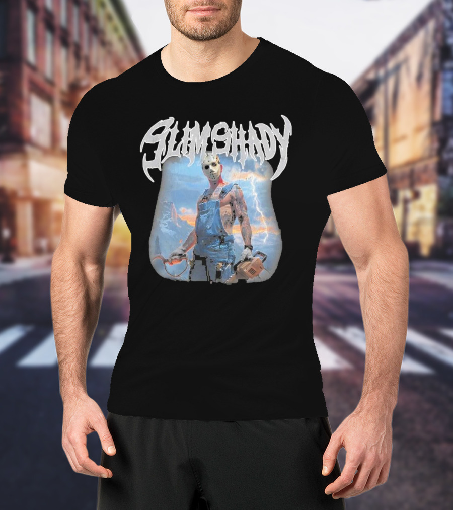 Slim Shady Eminem Chainsaw Masked Horror Character T-Shirt