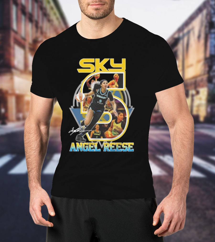 Chicago Sky Angel Reese 5 Signature WNBA T-Shirt
