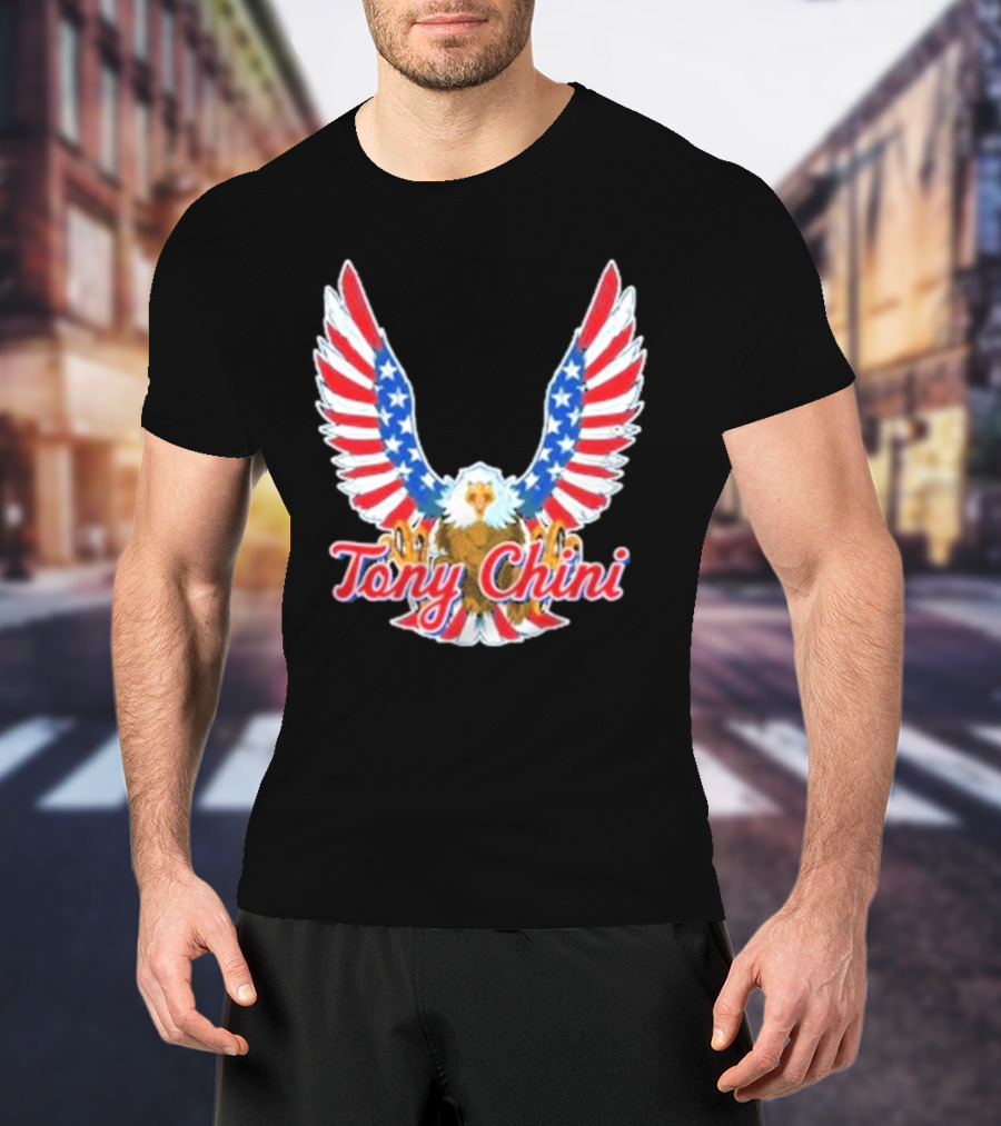 Tony Chini American Flag Eagle Wings T-Shirt