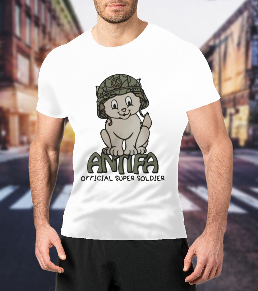 ANTIFA Peace Helmet Puppy Official Super Soldier T-Shirt